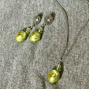 Handmade Glass Pearl Necklace and Earrings!! NWT